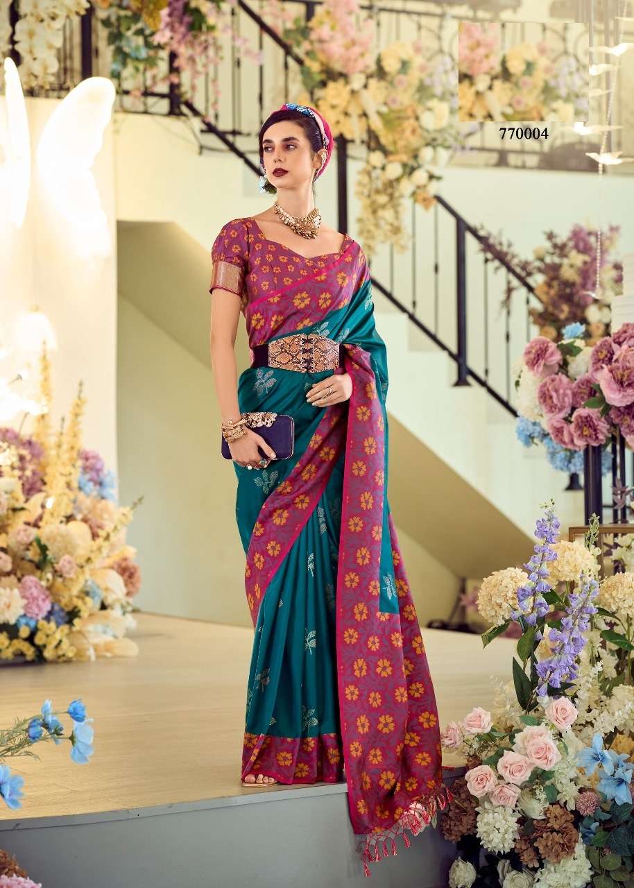 DESIGNER FANCY WEDDING PARTY WEAR INDIAN BLUE SILK SAREE COLLECTION SM RJPTH 770004