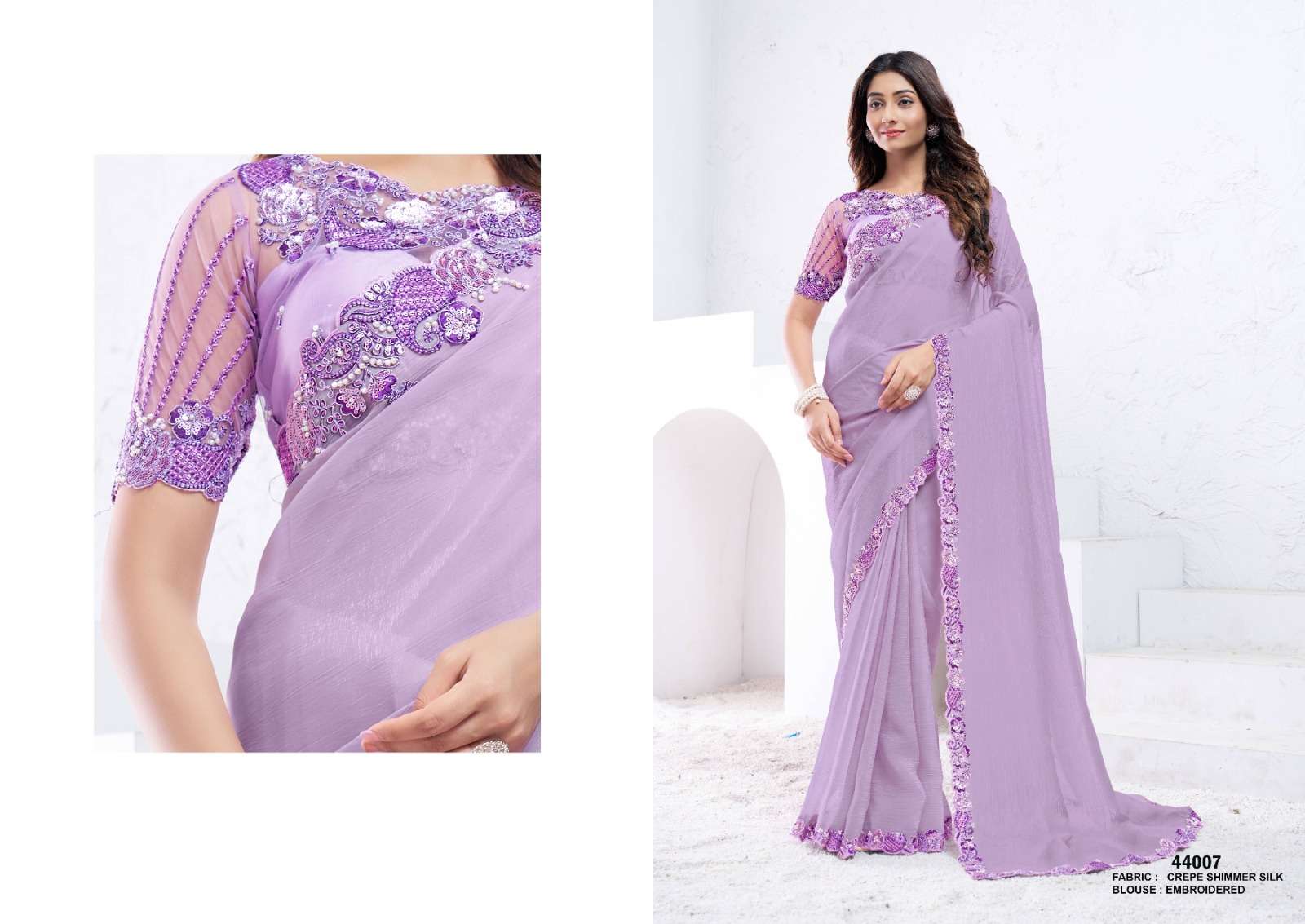 DESIGNER FANCY WEDDING PARTY WEAR INDIAN FANCY PURPLE SILK SAREE COLLECTION NVN MAHOTSAV 44007