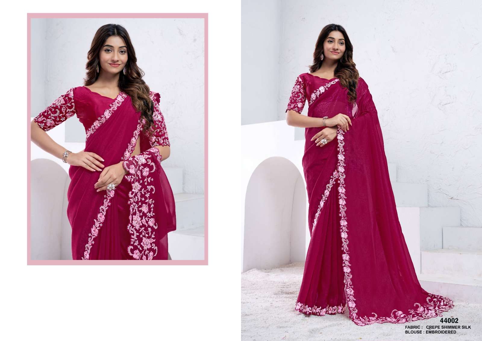 DESIGNER FANCY WEDDING PARTY WEAR INDIAN FANCY RED SILK SAREE COLLECTION NVN MAHOTSAV 44002