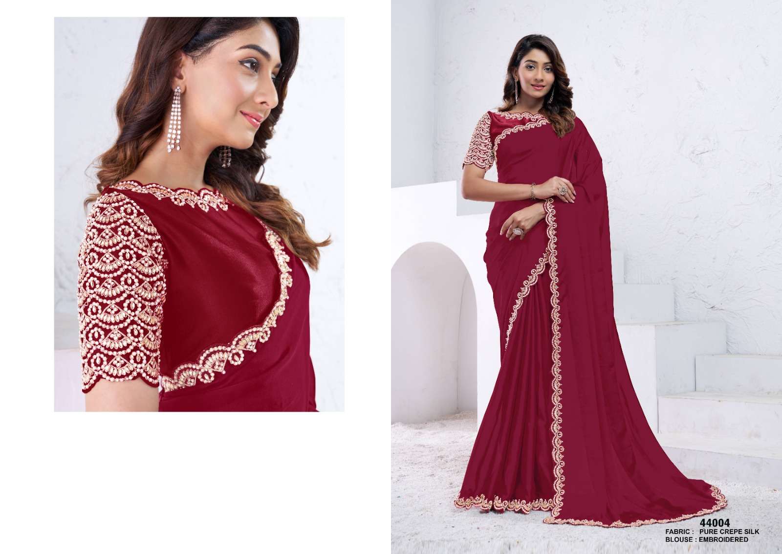 DESIGNER FANCY WEDDING PARTY WEAR INDIAN FANCY RED SILK SAREE COLLECTION NVN MAHOTSAV 44004