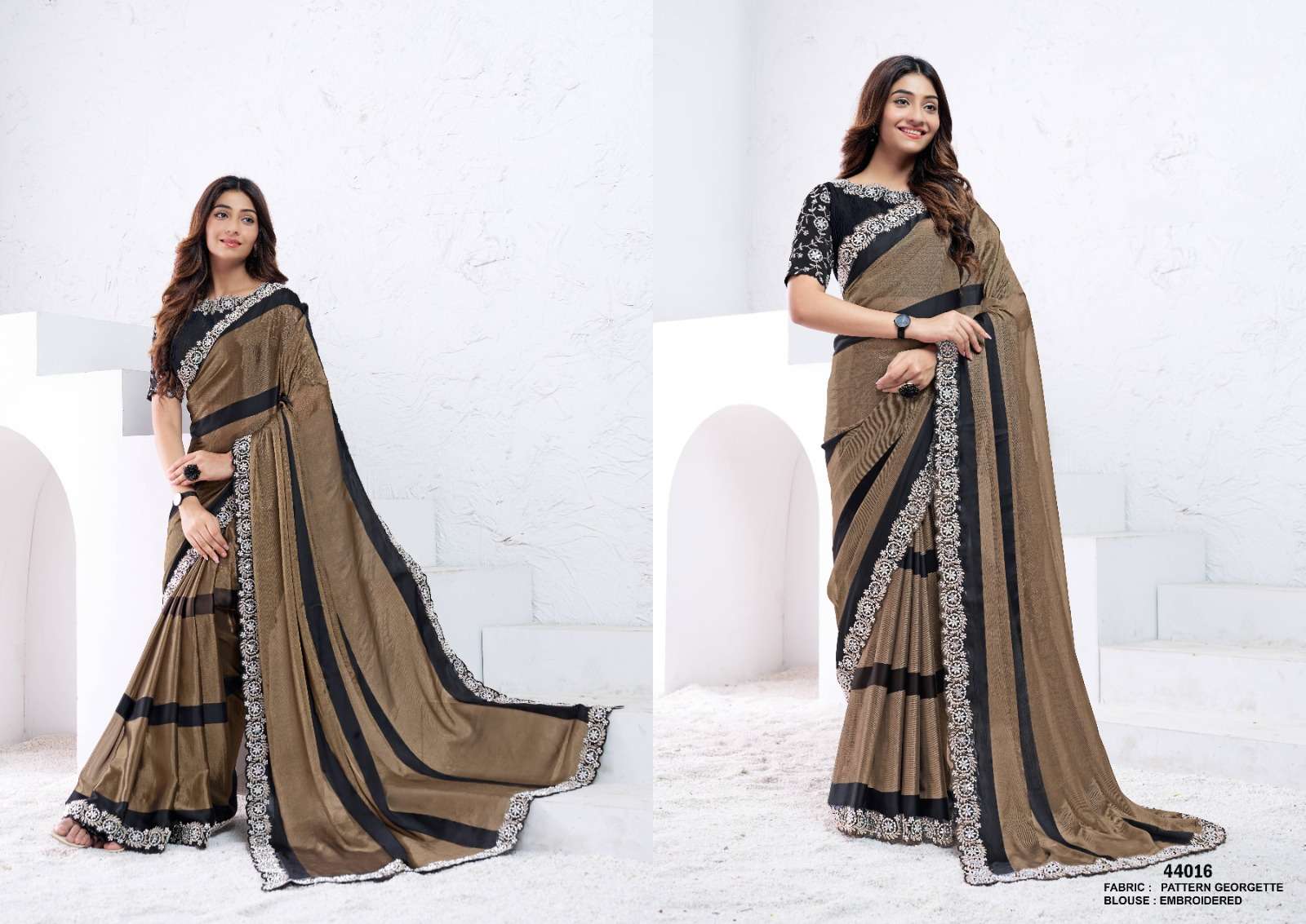 DESIGNER FANCY WEDDING PARTY WEAR INDIAN FANCY WOOD COLOR SILK SAREE COLLECTION NVN MAHOTSAV 44016