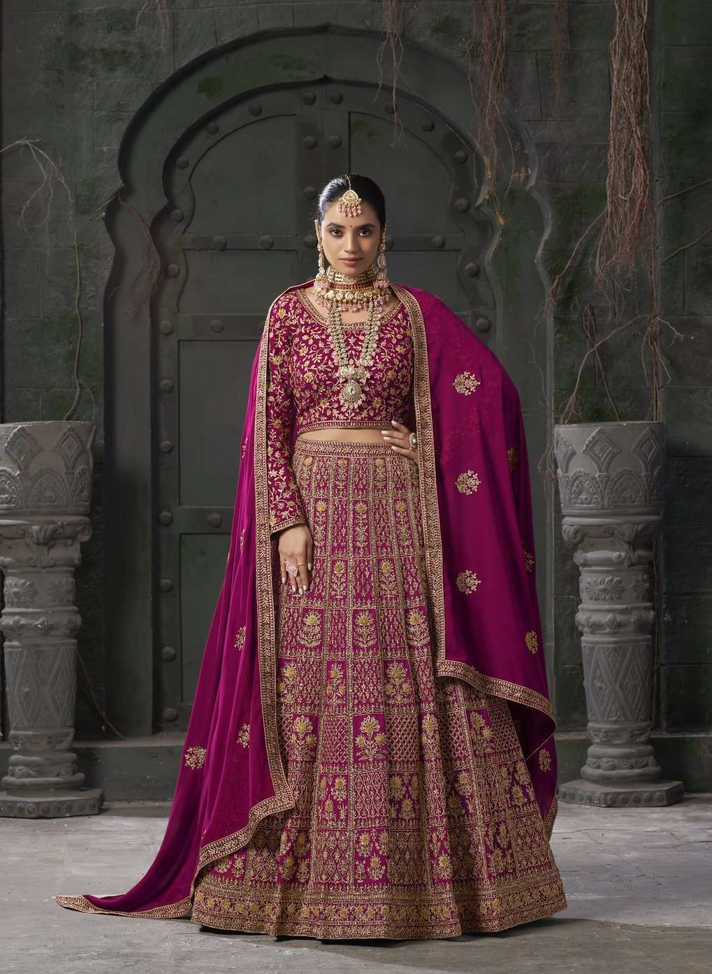 DESIGNER FANCY WEDDING PARTY WEAR INDIAN GEORGETTE PINK BRIDAL LEHENGA CHOLI WITH DUPATTA SM ANTSH 12001B