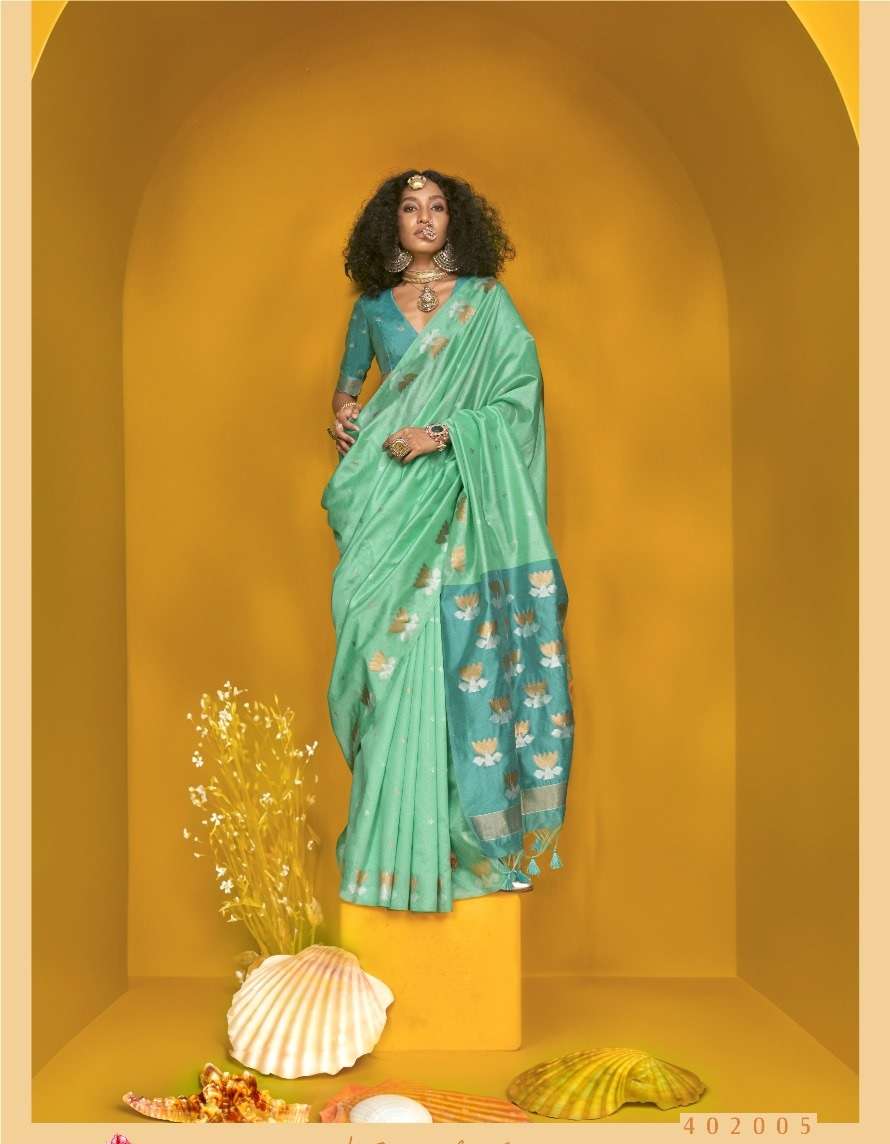 DESIGNER FANCY WEDDING PARTY WEAR INDIAN GREEN SILK SAREE COLLECTION SM RJT 402005