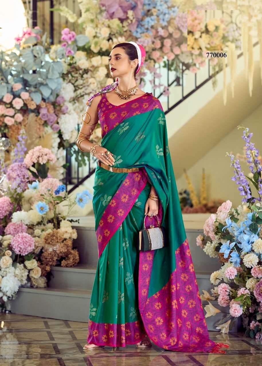 DESIGNER FANCY WEDDING PARTY WEAR INDIAN GREEN SILK SAREE COLLECTION SM RJPTH 770006