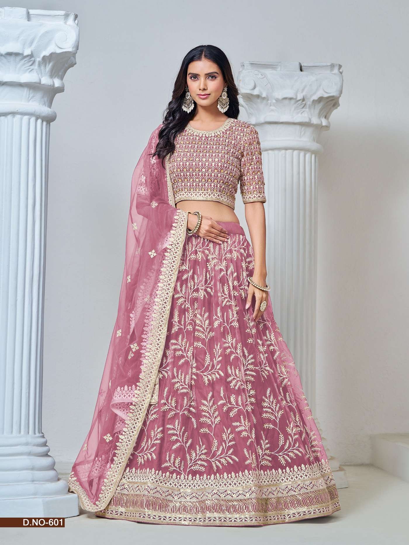 DESIGNER FANCY WEDDING PARTY WEAR INDIAN HEAVY NET PINK LEHENGA CHOLI WITH DUPATTA ANY MEHVISH 601