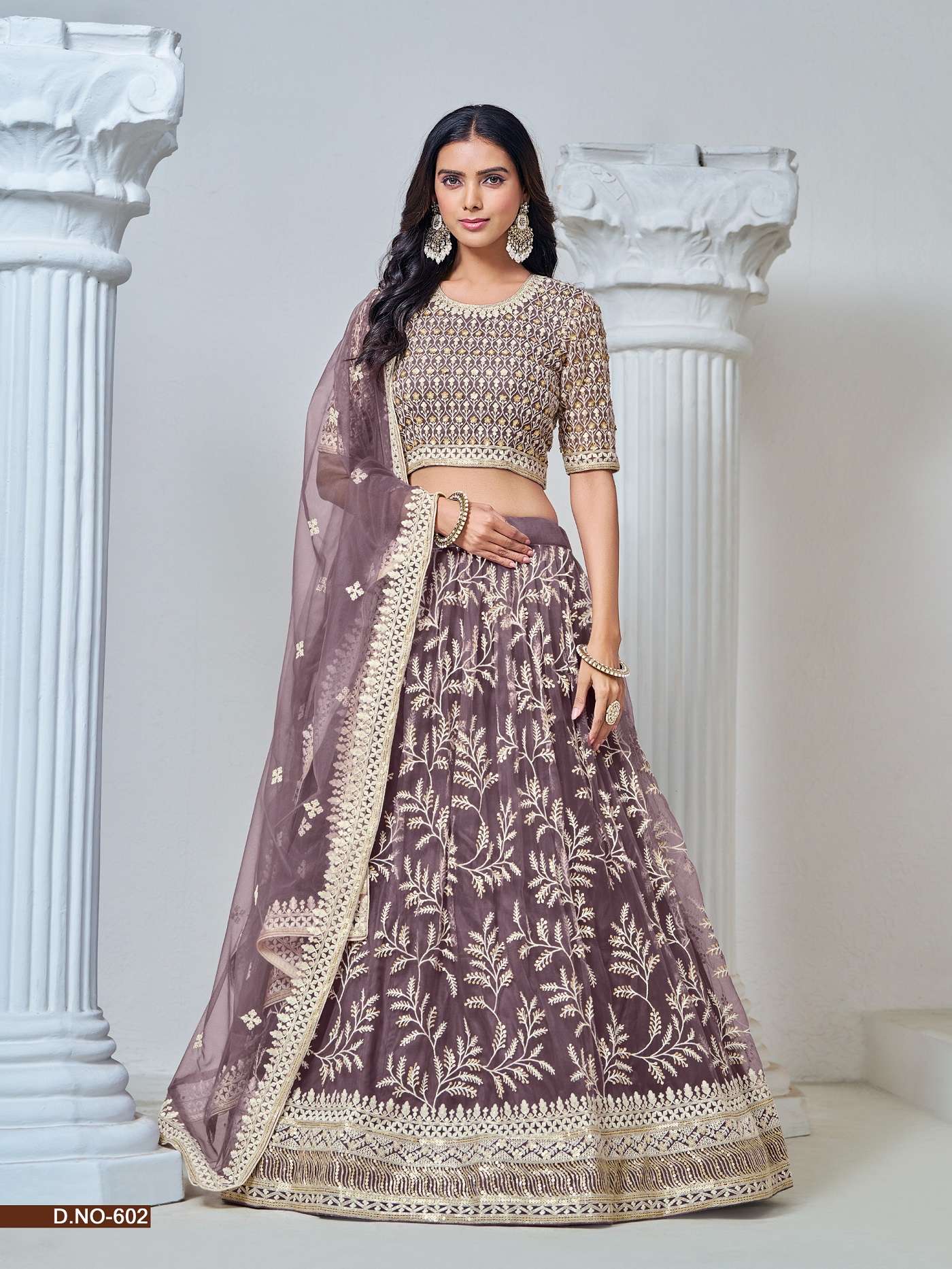 DESIGNER FANCY WEDDING PARTY WEAR INDIAN HEAVY NET LAVENDER LEHENGA CHOLI WITH DUPATTA ANY MEHVISH 602