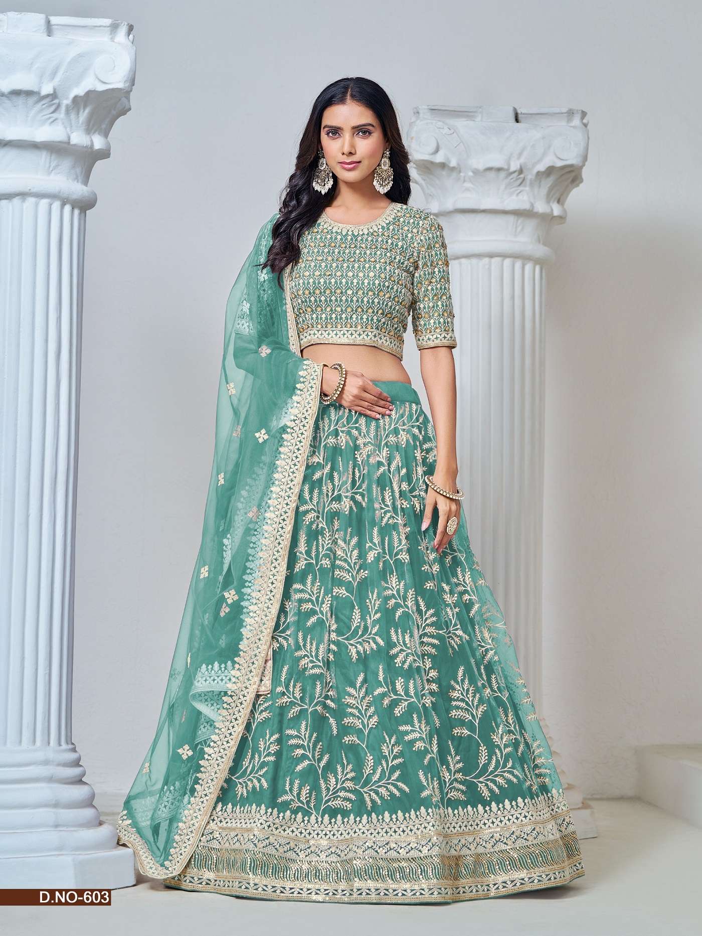 DESIGNER FANCY WEDDING PARTY WEAR INDIAN HEAVY NET GREEN LEHENGA CHOLI WITH DUPATTA ANY MEHVISH 603