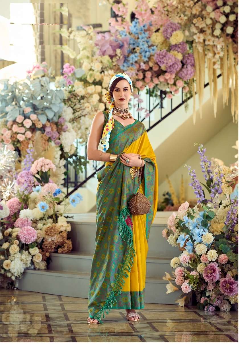 DESIGNER FANCY WEDDING PARTY WEAR INDIAN YELLOW SILK SAREE COLLECTION SM RJPTH 770002