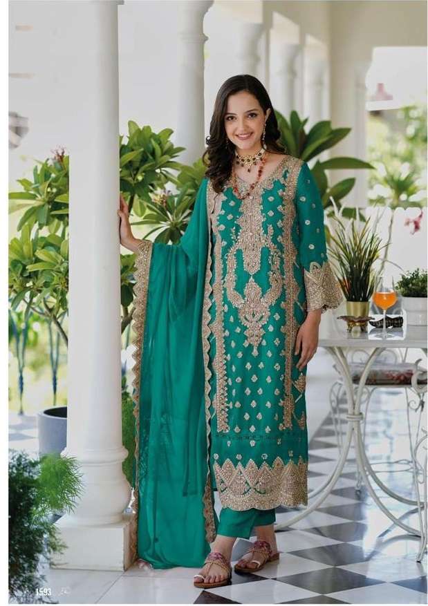 DESIGNER WEDDING PARTY WEAR HEAVY ORGANZA GREEN SHARARA SALWAR SUIT DST EB AANANYA 1593