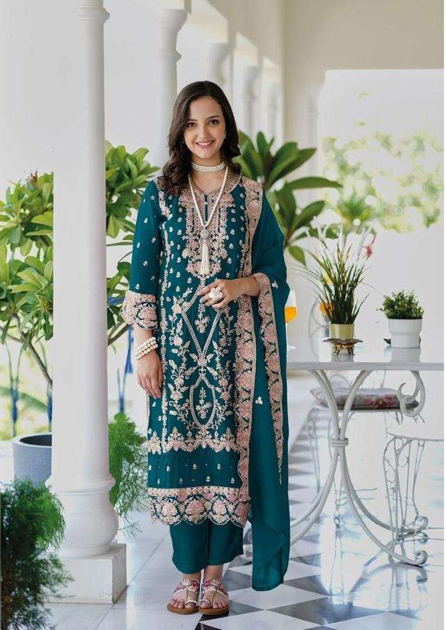 DESIGNER WEDDING PARTY WEAR HEAVY ORGANZA GREEN SHARARA SALWAR SUIT DST EB AANANYA 1595