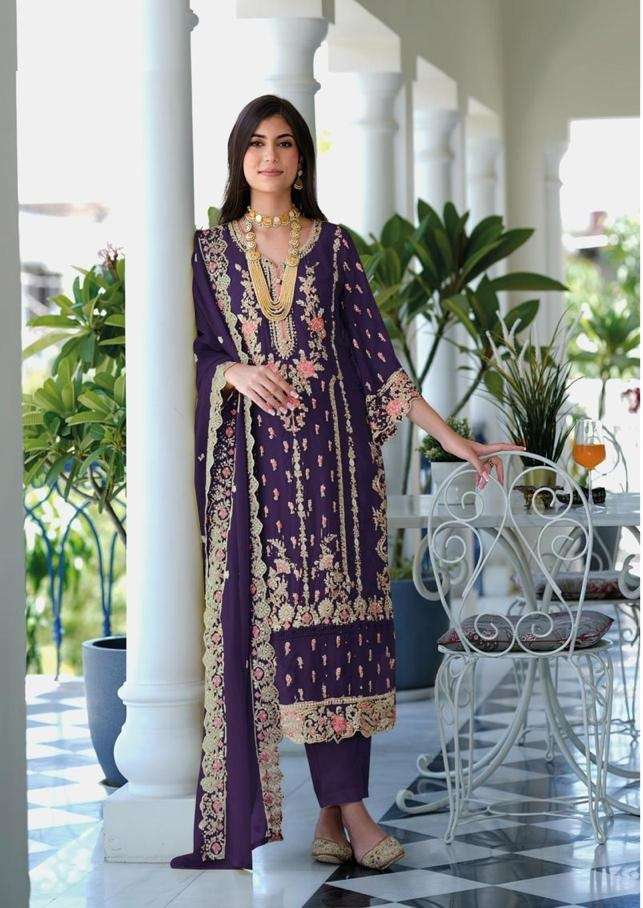 DESIGNER WEDDING PARTY WEAR HEAVY ORGANZA PURPLE SHARARA SALWAR SUIT DST EB AANANYA 1592