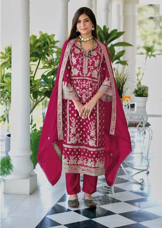 DESIGNER WEDDING PARTY WEAR HEAVY ORGANZA RED SHARARA SALWAR SUIT DST EB AANANYA 1594