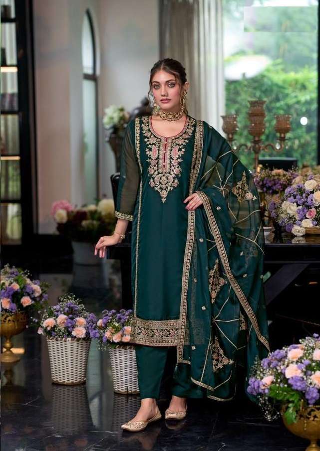 INDIAN PUNJABI DESIGNER PARTY WEAR ORGANZA SALWAR SUIT NEW COLLECTION DST EBA MOON 1396