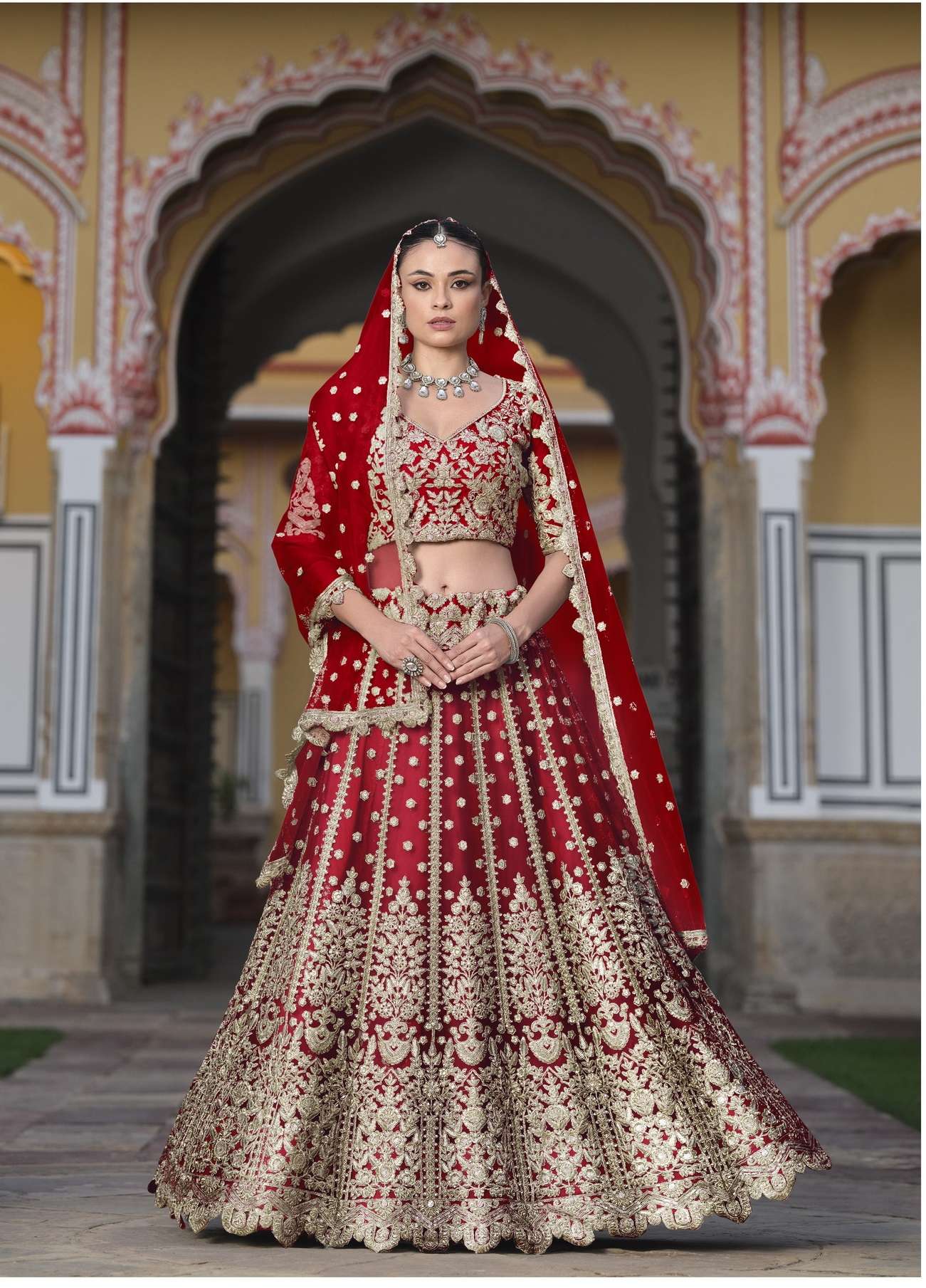 BEST QUALITY INDIAN DESIGNER BOLLYWOOD WEDDING PARTY WEAR RED LEHENGA AT WHOLESALE SENHORA SANGAM 4004