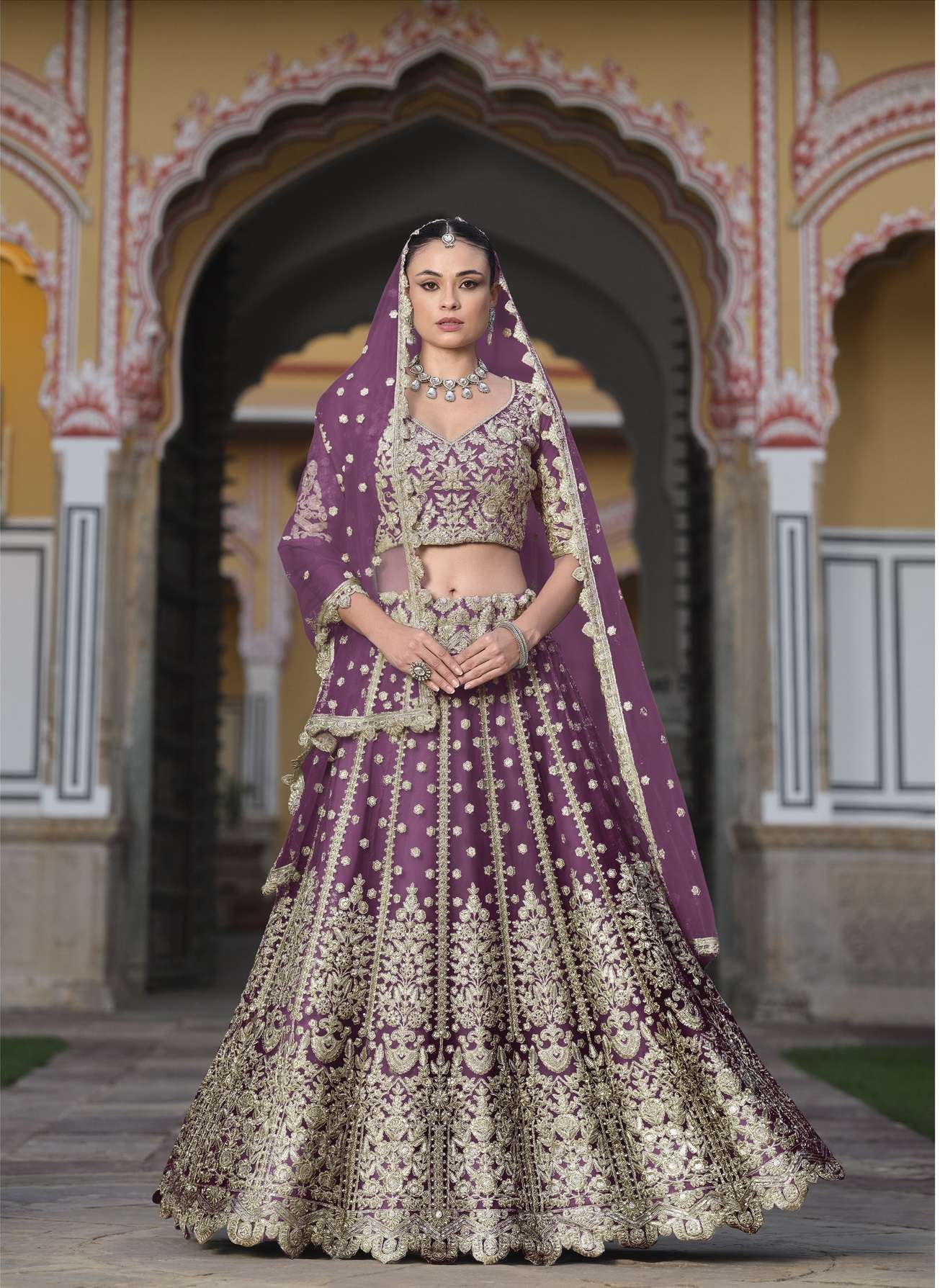 BEST QUALITY INDIAN DESIGNER BOLLYWOOD WEDDING PARTY WEAR PURPLE LEHENGA AT WHOLESALE SENHORA SANGAM 4006