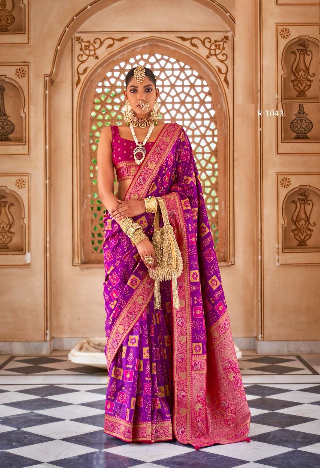 DESIGNER FANCY WEDDING PARTY WEAR INDIAN PURPLE SILK SAREE COLLECTION SM RW GANGOTARI 1043