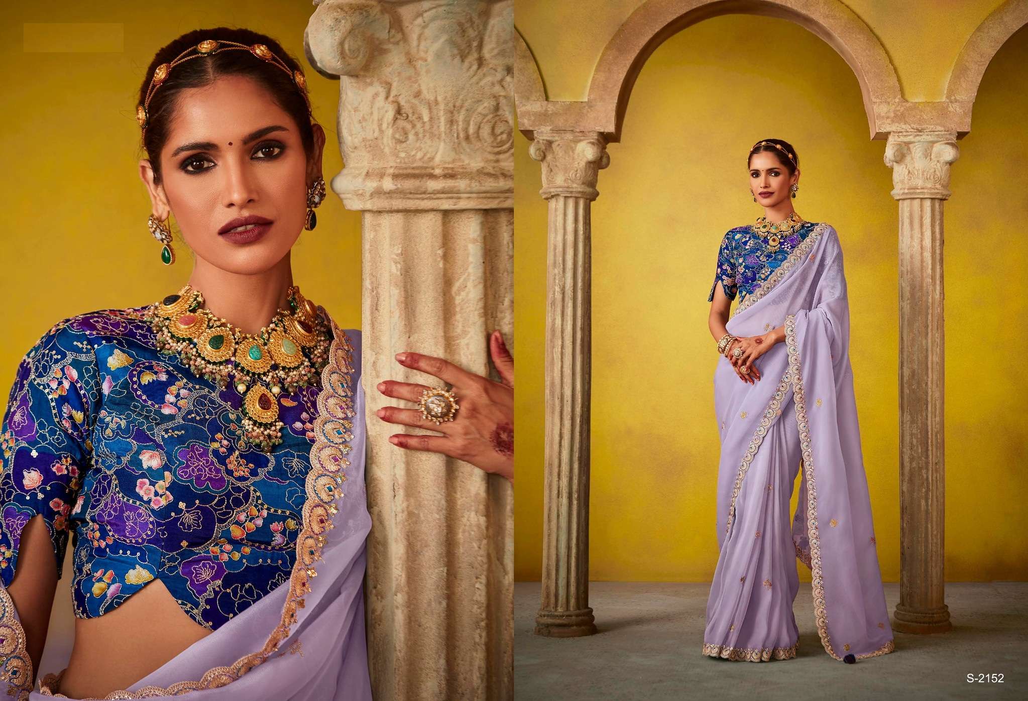 DESIGNER FANCY WEDDING PARTY WEAR INDIAN TISSUE SILK LAVENDER SAREE COLLECTION SM KM DIVANI 2152