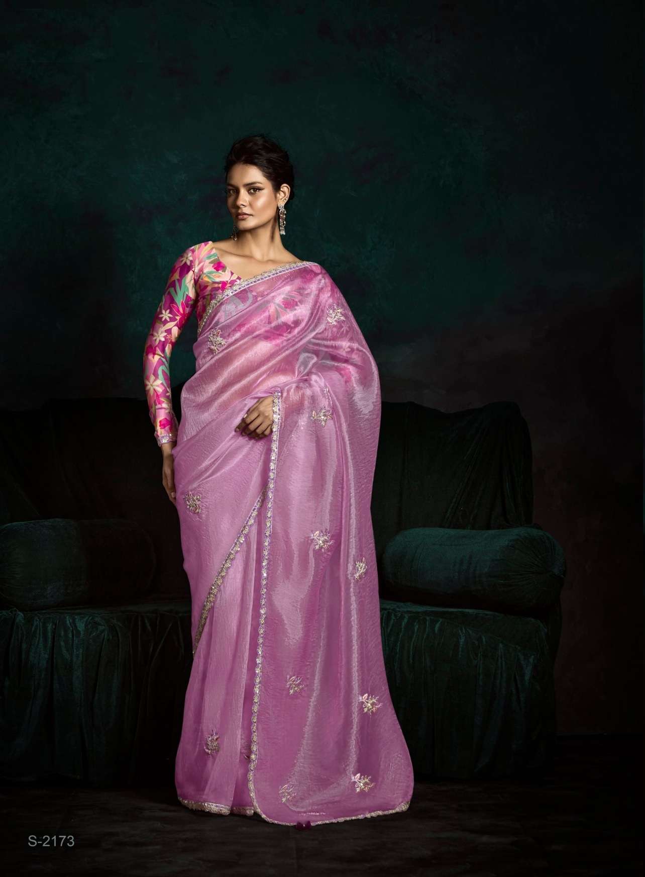 DESIGNER FANCY WEDDING PARTY WEAR INDIAN TISSUE SILK FANCY PINK SAREE COLLECTION SM KM RANGHAT 2173