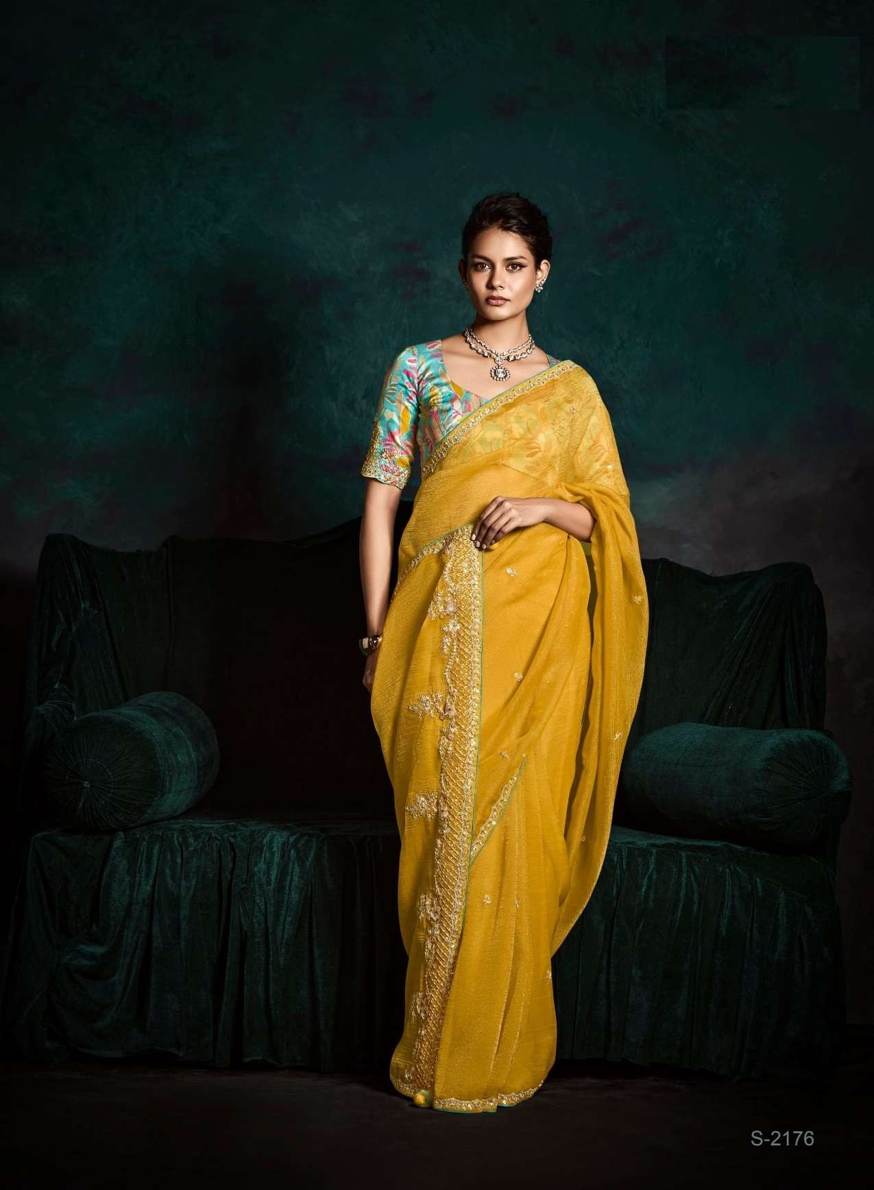 DESIGNER FANCY WEDDING PARTY WEAR INDIAN TISSUE SILK FANCY YELLOW SAREE COLLECTION SM KM RANGHAT 2176