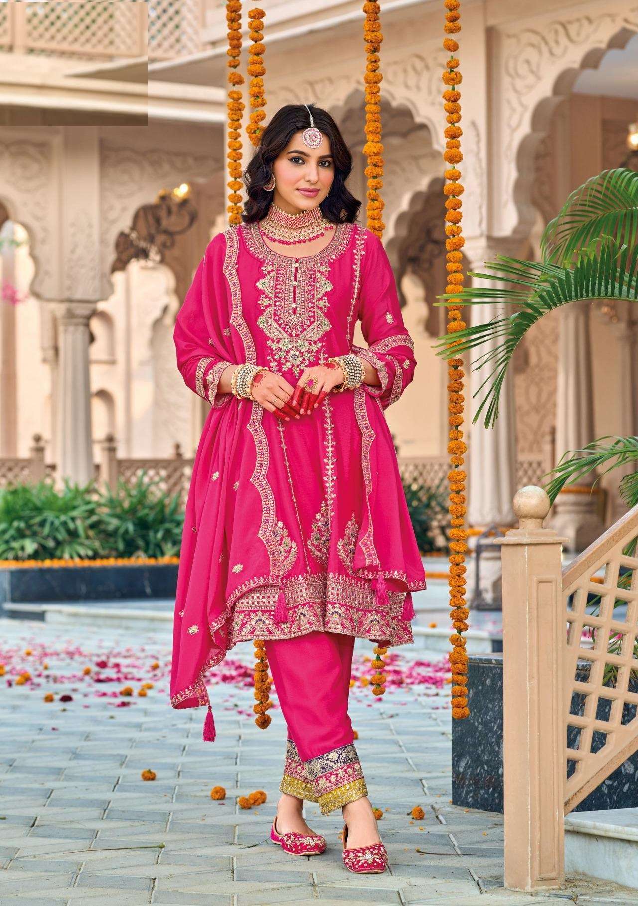 NEW DESIGNER FANCY PARTY WEAR CHINON INDIAN PINK SALWAR SUIT DST EB GAZAL 1774