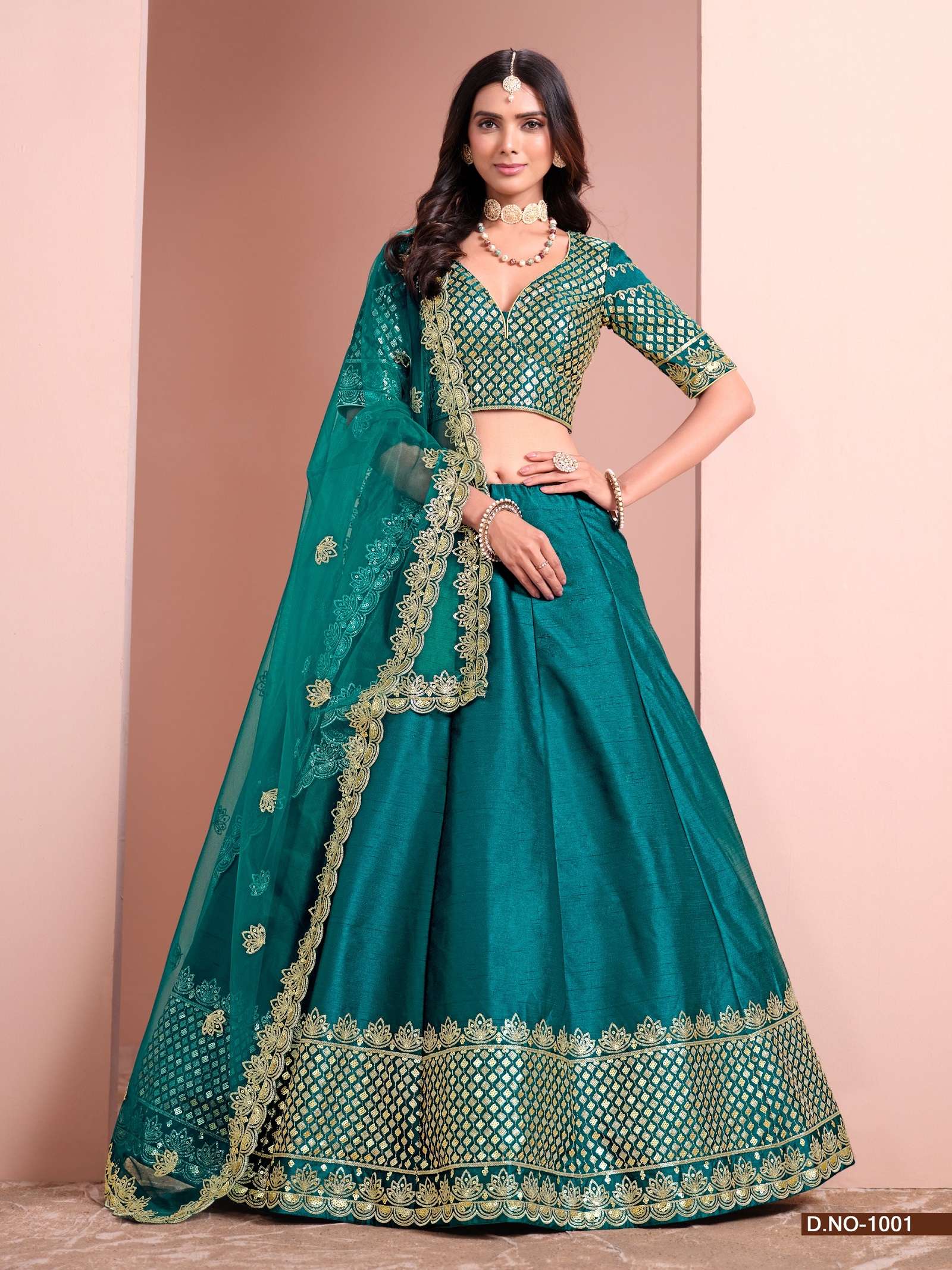 DESIGNER FANCY PARTY WEDDING BRIDAL WEAR BLUE SILK LEHENGA MEHVISH 1001