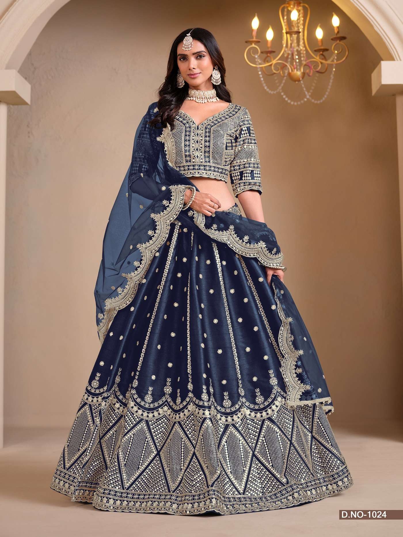 DESIGNER FANCY WEDDING PARTY WEAR ART SILK BLUE LEHENGA CHOLI ANY MEHVISH NUREH 1024