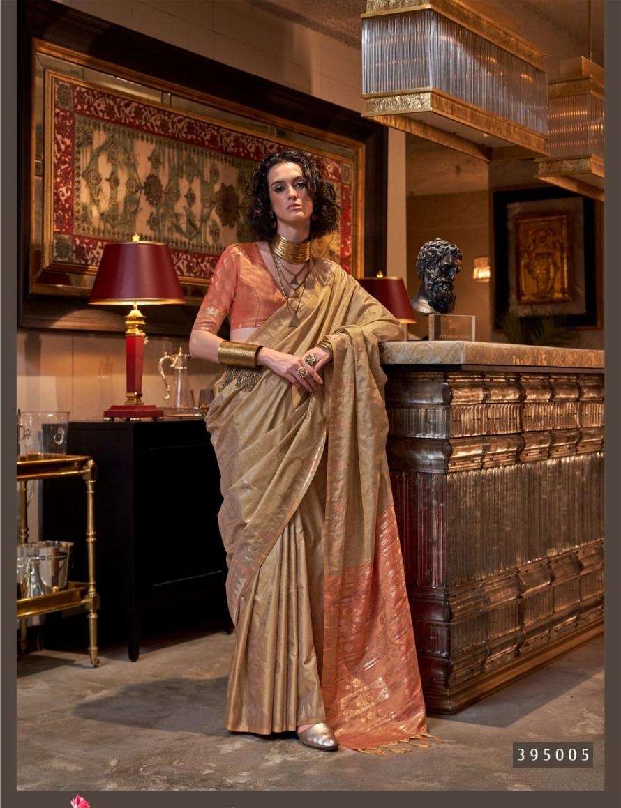 DESIGNER FANCY WEDDING PARTY WEAR BEIGE SILK SAREE SM RJT KONTESSA 395005