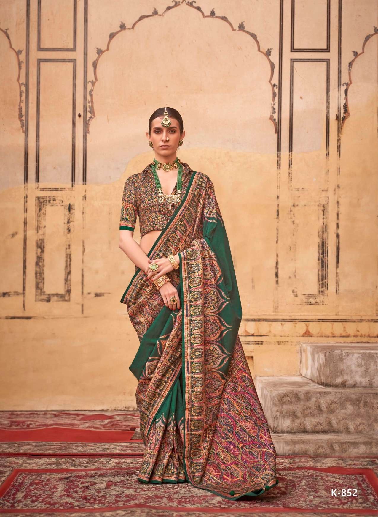 DESIGNER FANCY WEDDING PARTY WEAR GREEN SILK SAREE COLLECTION SM KRESHVA RAMBHA 852