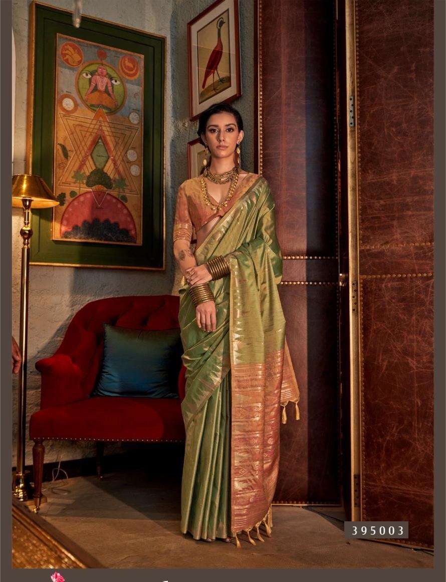 DESIGNER FANCY WEDDING PARTY WEAR GREEN SILK SAREE SM RJT KONTESSA 395003