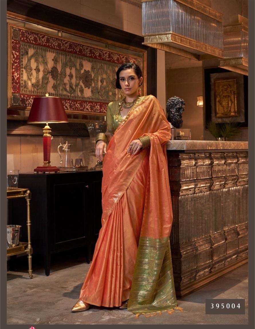 DESIGNER FANCY WEDDING PARTY WEAR ORANGE SILK SAREE SM RJT KONTESSA 395004