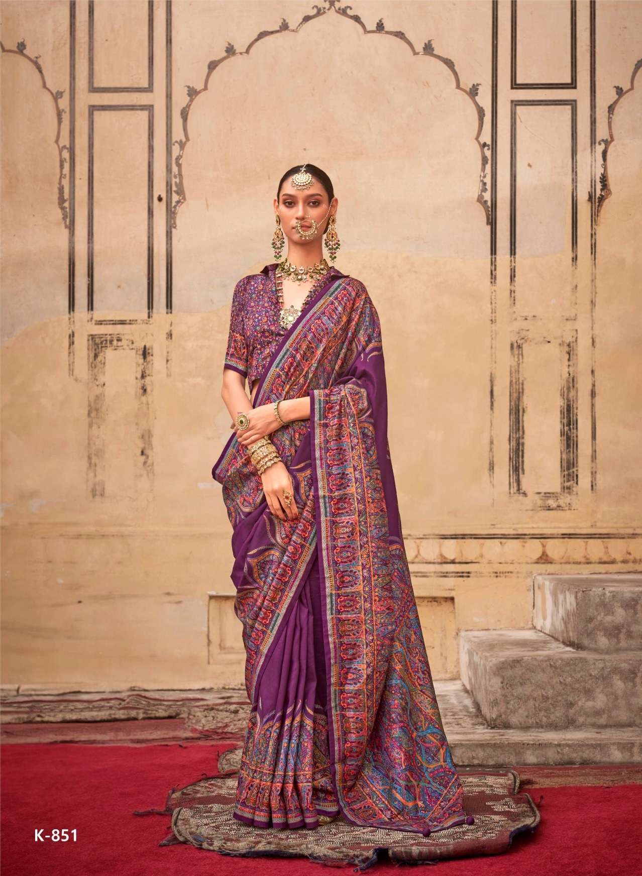 DESIGNER FANCY WEDDING PARTY WEAR WINE SILK SAREE COLLECTION SM KRESHVA RAMBHA 851