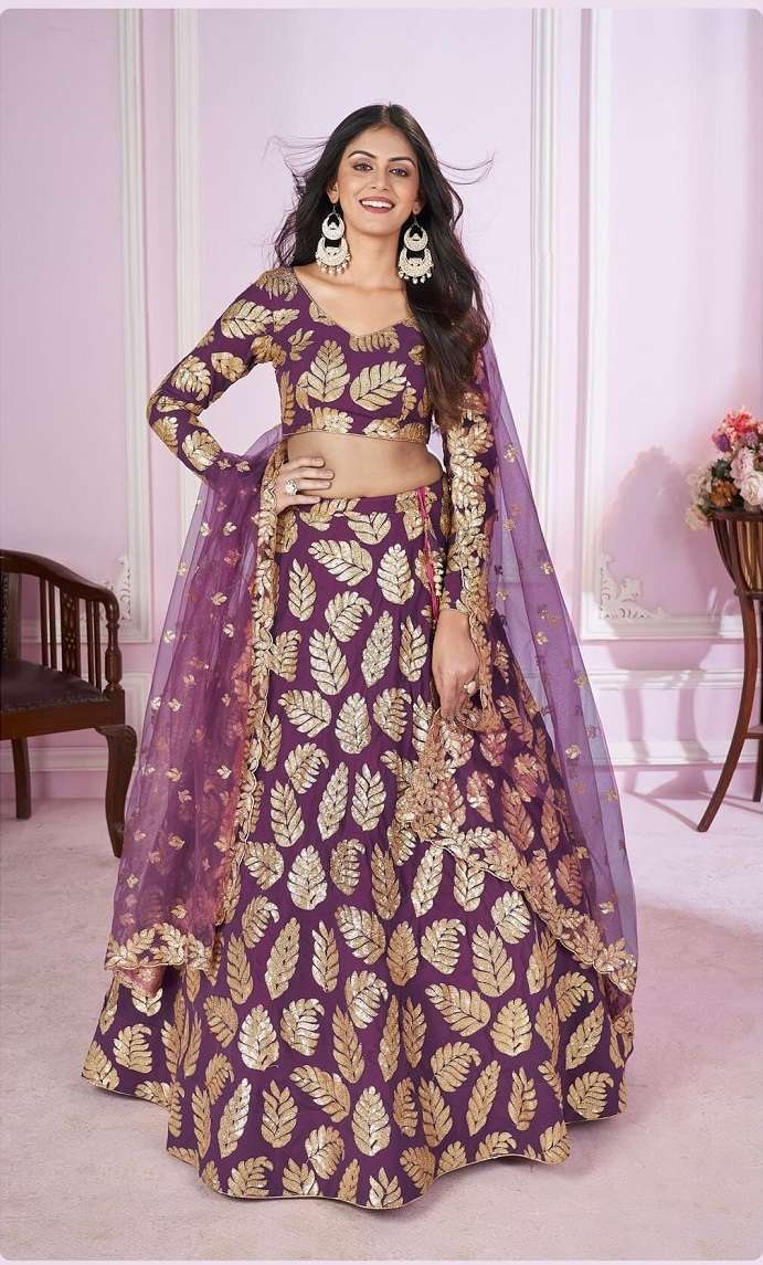 INDIAN DESIGNER BOLLYWOOD WEDDING PARTY WEAR PURPLE GEORGETTE LEHENGA ZC VAMIKA CHOLI 5120