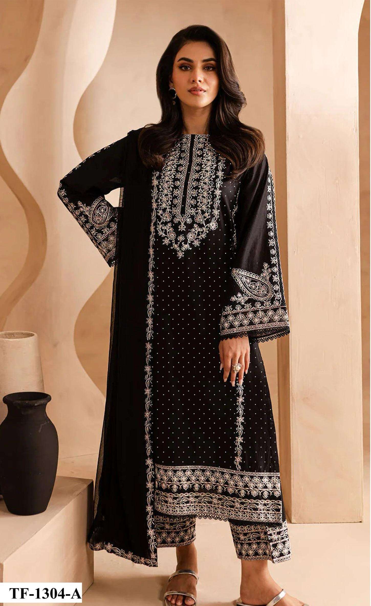 INDIAN DESIGNER FANCY WEDDING PARTY WEAR BALCK GEORGETTE OAKISTANI STRAIGHT SALWAR SUIT CPR 1304 A