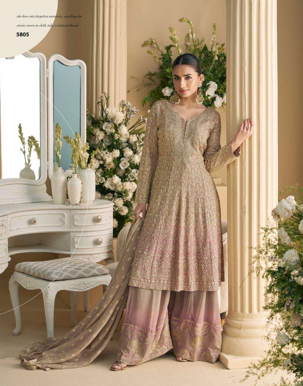 DESIGNER WEDDING PARTY WEAR GEORGETTE CHIKU SHARARA SALWAR SUIT SY VIRAST 5805