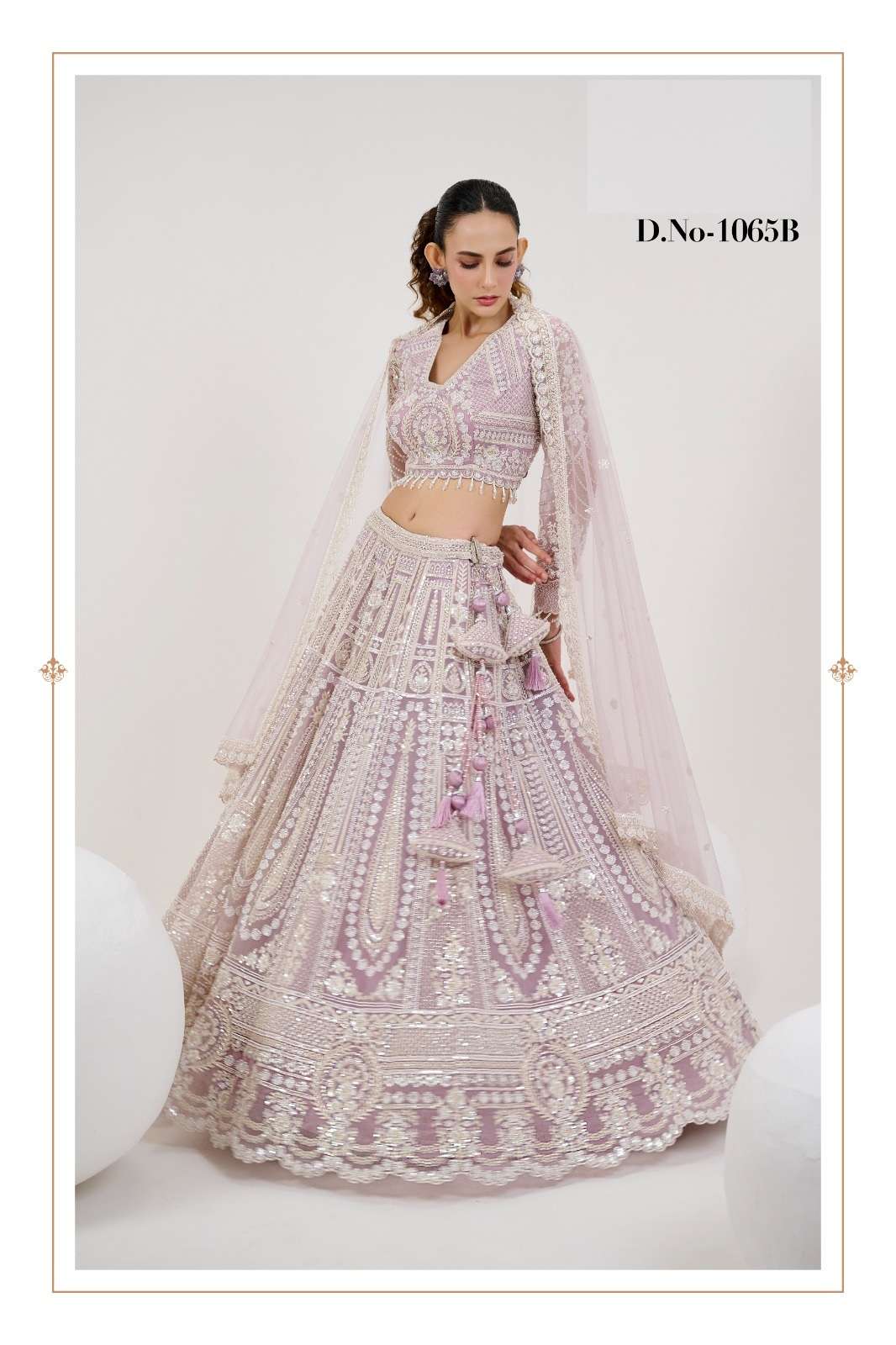 INDIAN DESIGNER BOLLYWOOD WEDDING PARTY WEAR LAVENDER NET LEHENGA CHOLI SM 1065 B