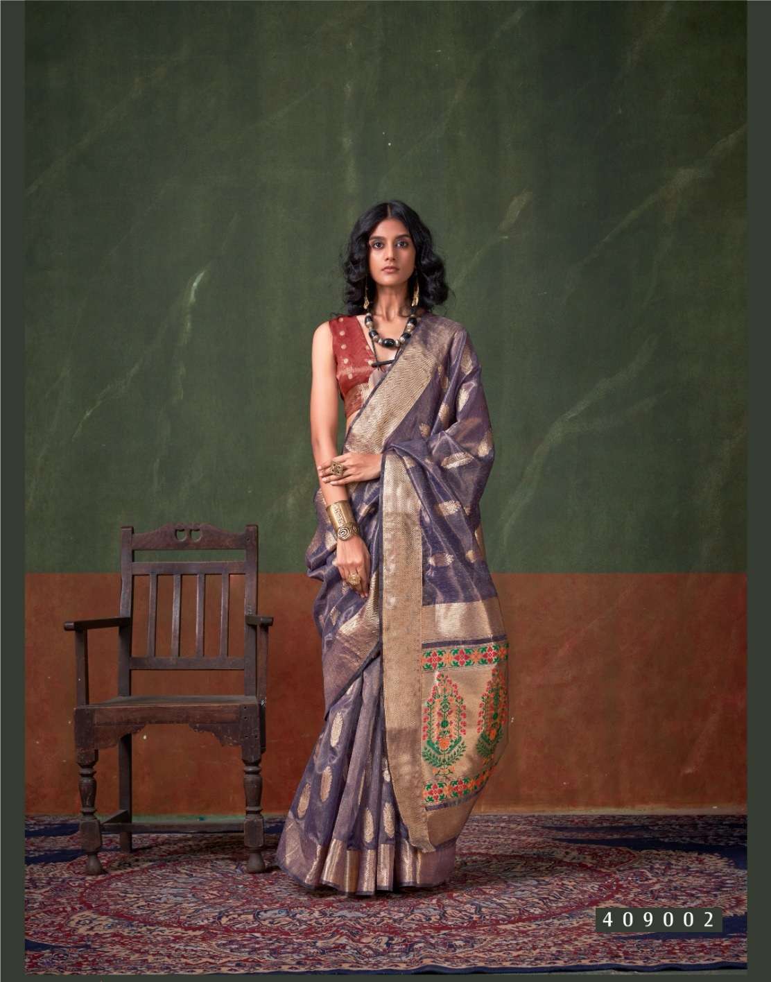 DESIGNER FANCY WEDDING PARTY WEAR INDIAN PURPLE SILK SAREE COLLECTION SM RJT KORRA 409002
