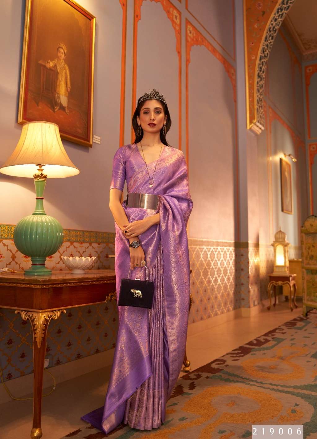 DESIGNER FANCY WEDDING PARTY WEAR INDIAN PURPLE SILK SAREE COLLECTION SM RJT 219006