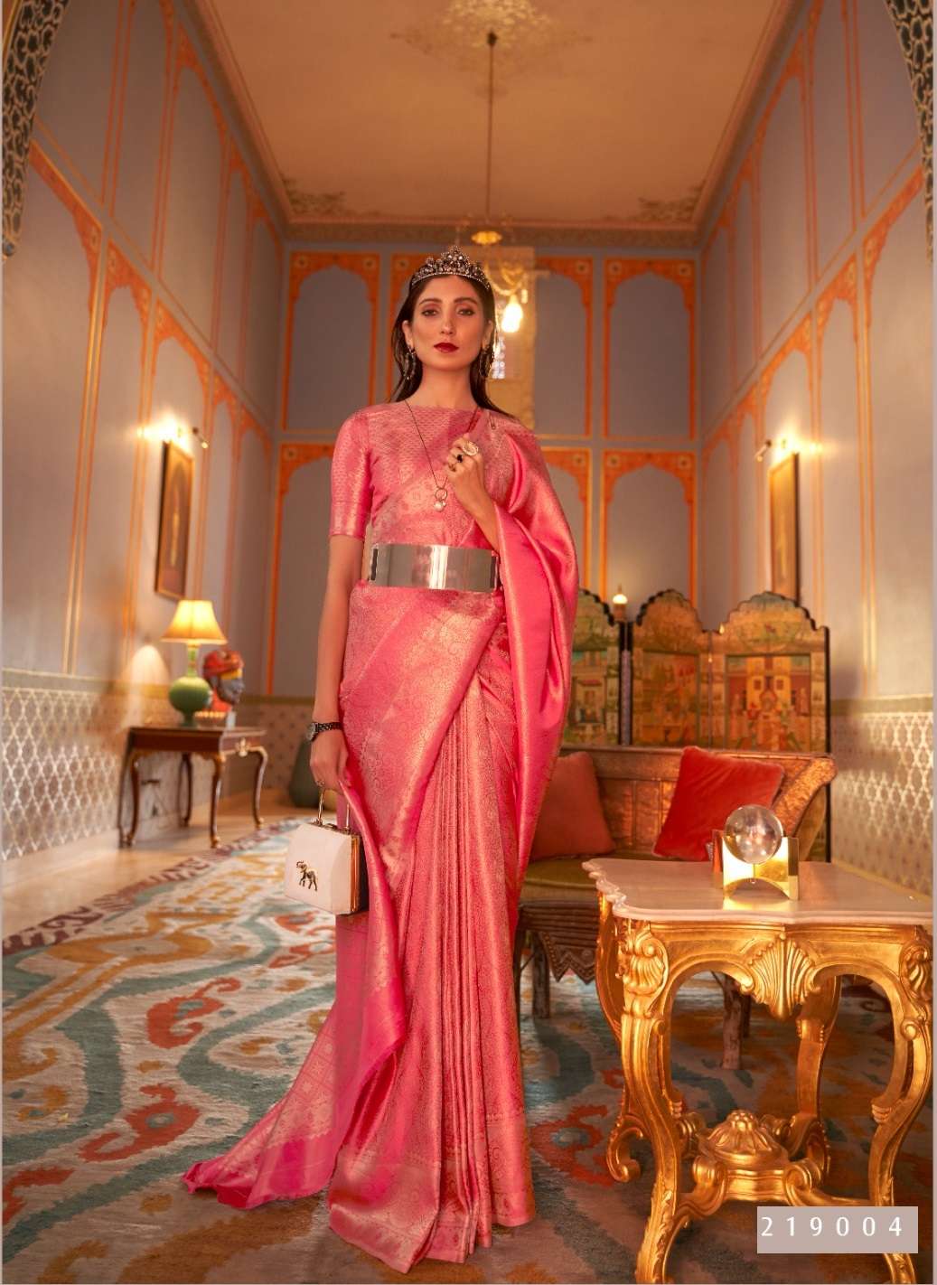 DESIGNER FANCY WEDDING PARTY WEAR INDIAN RED SILK SAREE COLLECTION SM RJT 219004