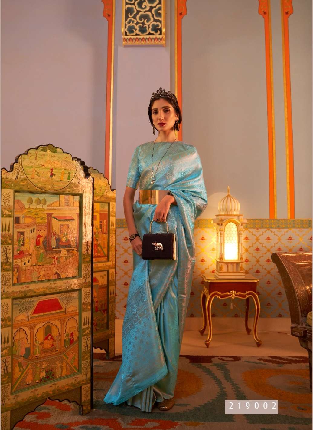 DESIGNER FANCY WEDDING PARTY WEAR INDIAN SKY BLUE SILK SAREE COLLECTION SM RJT 219002