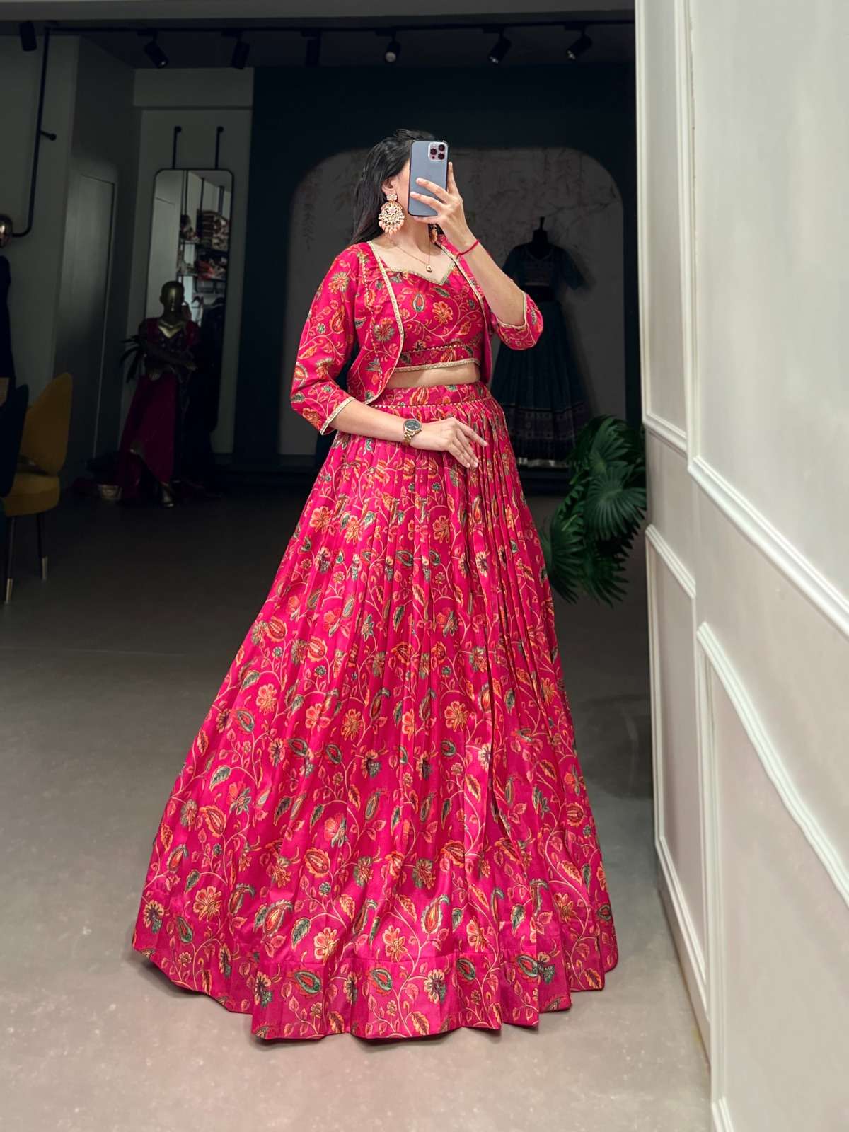 DESIGNER FANCY WEDDING PARTY WEAR READYMADE PINK SILK LEHENGA BLOUSE PAIR NNK 1136