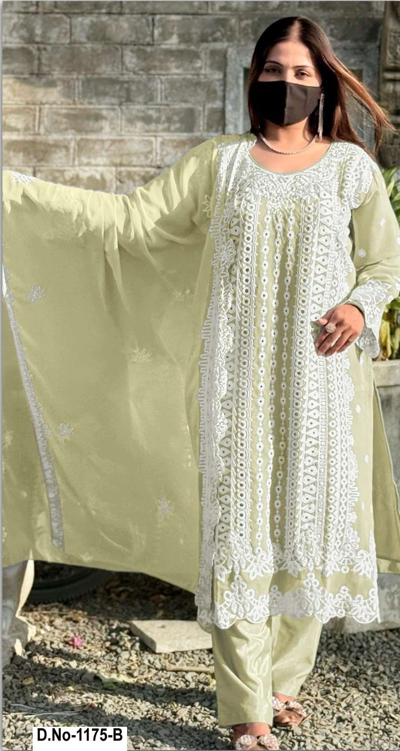 DESIGNER LATEST PARTY WEAR SPECIAL GREY PAKISTANI SALWAR SUIT GEORGETTE FABRIC SHF 1175 B