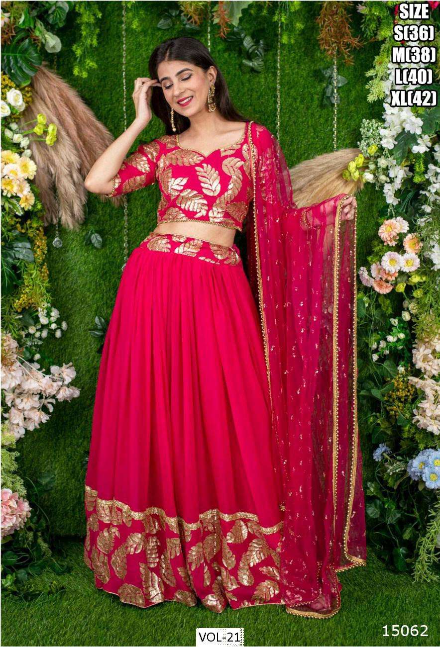 DESIGNER TRENDY STYLISH FANCY PARTY WEAR RED GEORGETTE LEHENGA CHOLI ZL 15062