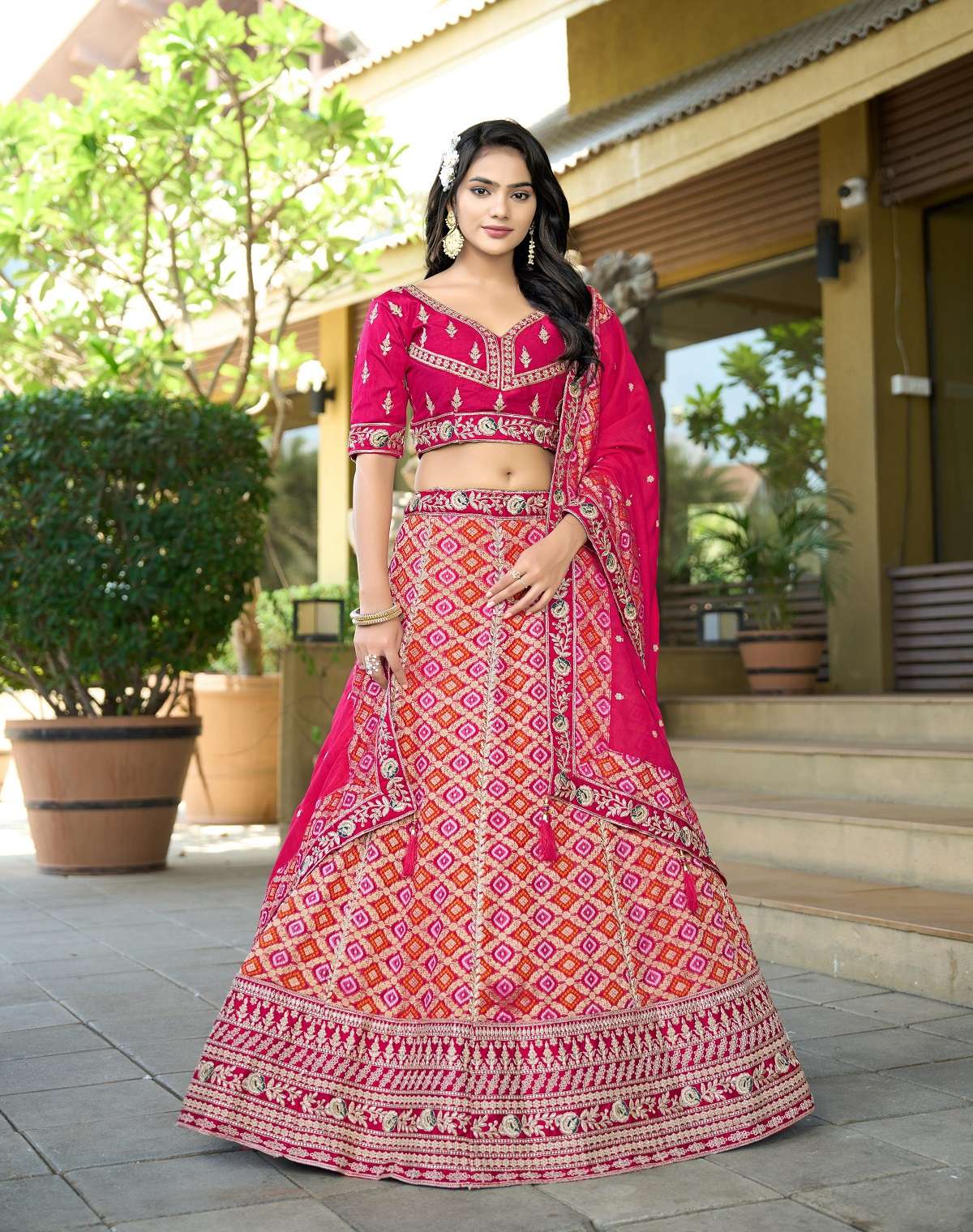 DESIGNER WEDDING BRIDAL WEAR HEAVY PINK SILK LEHENGA CHOLI COLLECTION NT ANANTESH 5041