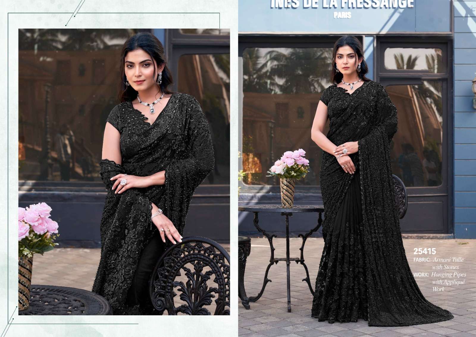 DESIGNER WEDDING PARTY WEAR HEAVY FANCY FABRIC BLACK BRIDAL SAREE COLLECTION DST MHTSV 25415