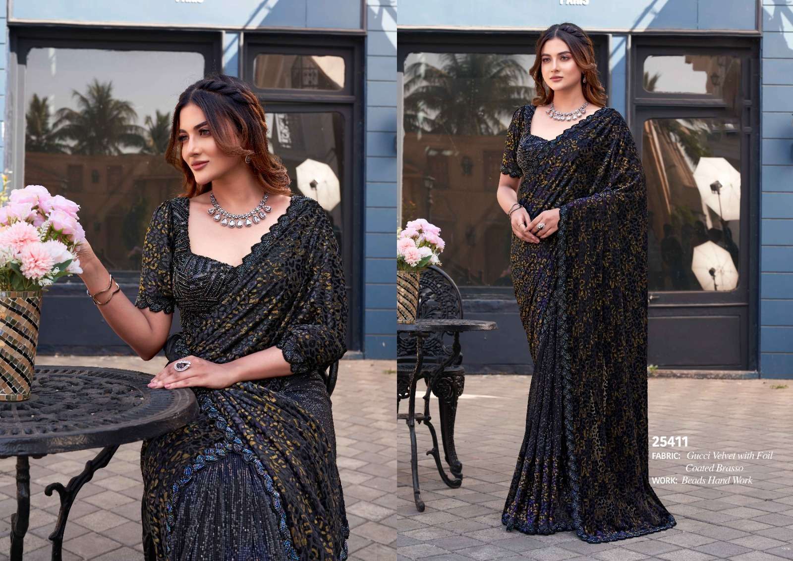DESIGNER WEDDING PARTY WEAR HEAVY FANCY FABRIC BLUE BRIDAL SAREE COLLECTION DST MHTSV 25411