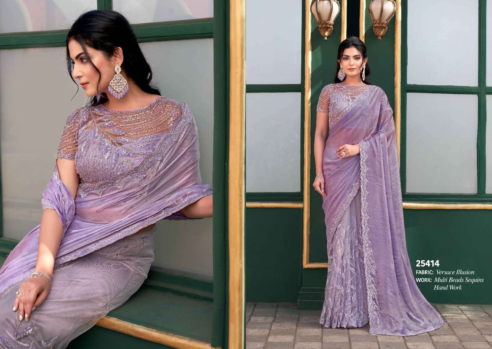 DESIGNER WEDDING PARTY WEAR HEAVY FANCY FABRIC LAVENDER BRIDAL SAREE COLLECTION DST MHTSV 25414