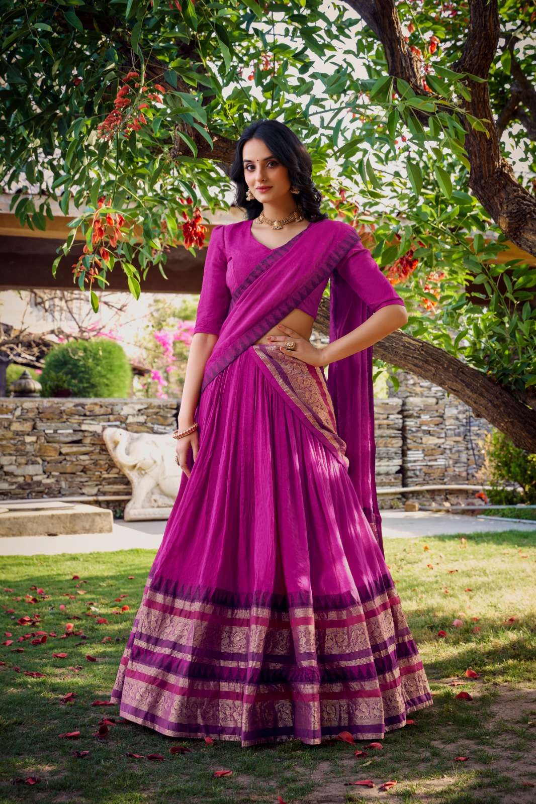 INDIAN DESIGNER BOLLYWOOD WEDDING PARTY WEAR PURE CHANDERI PINK LEHENGA CHOLI LB 1902 A