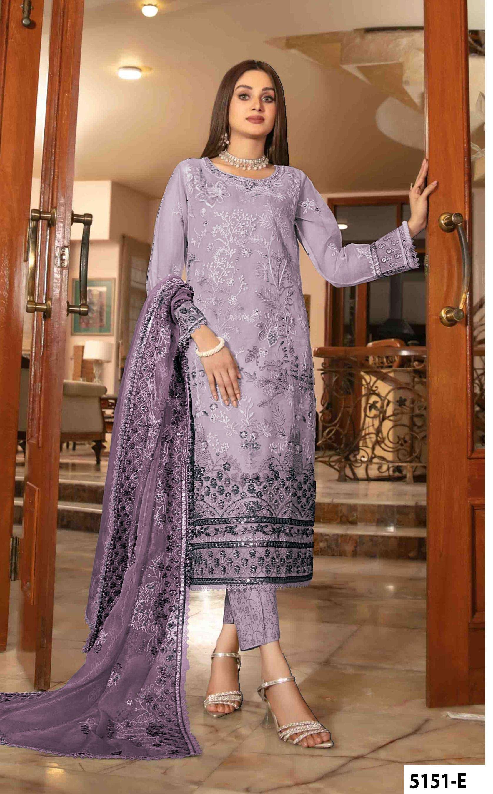 INDIAN DESIGNER FANCY WEDDING PARTY WEAR ORGANZA SILK PAKISTANI PURPLE SALWAR SUIT JG 5151 E