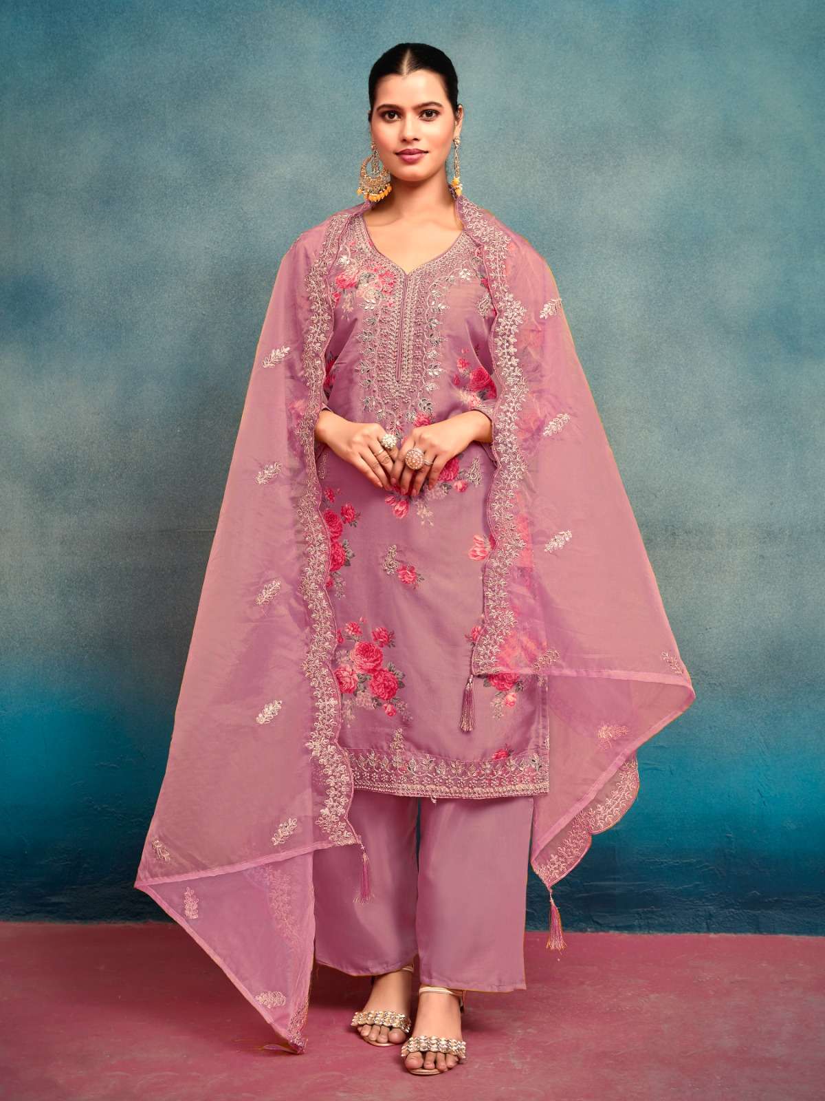 INDIAN DESIGNER FANCY WEDDING PARTY WEAR TEBBY SILK PINK SALWAR SUIT KLS 24 B