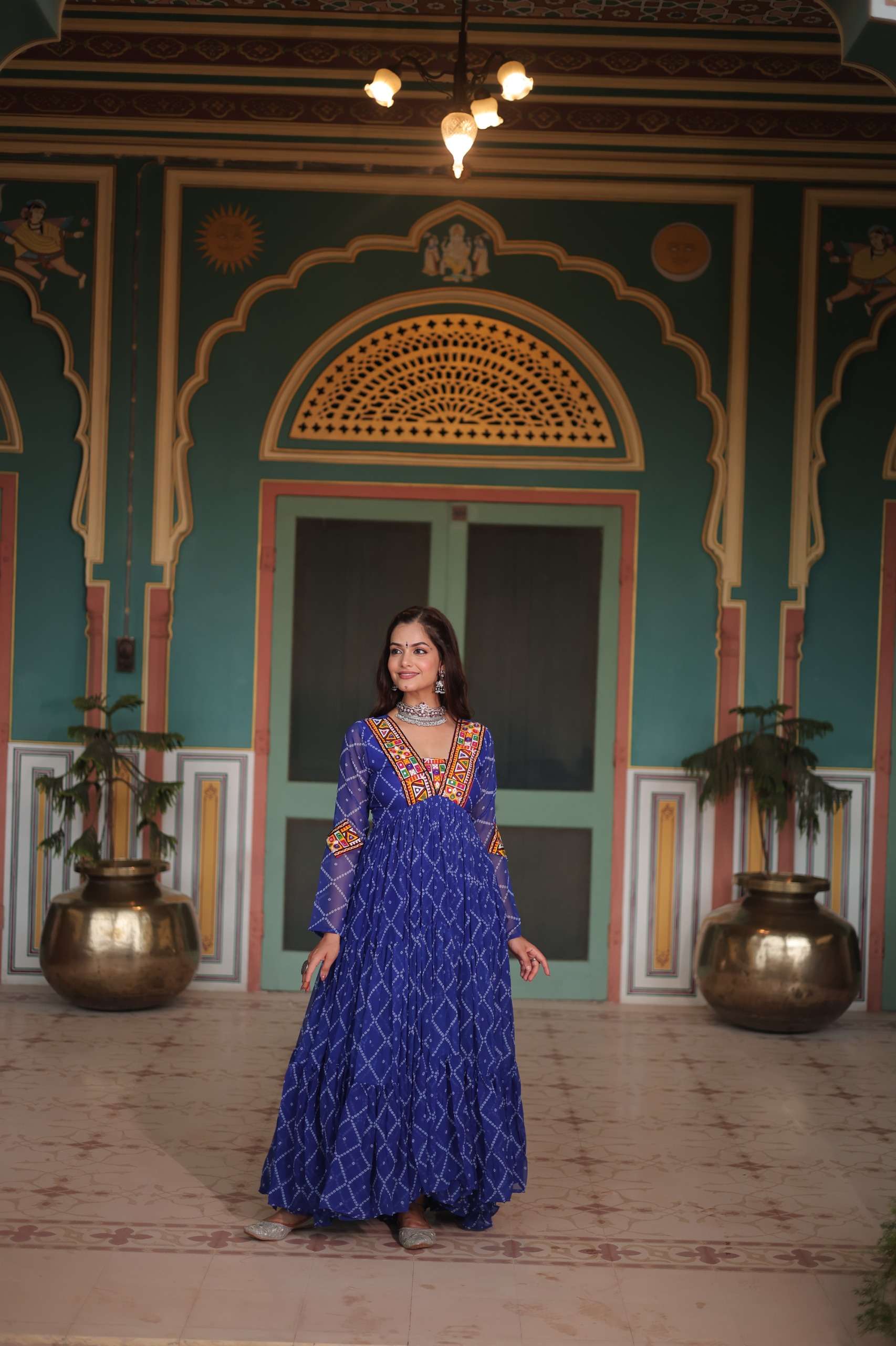 DESIGNER FANCY BLUE NAVRATRI WEAR KURTI IN GEORGETTE FABRIC KU 1120 C